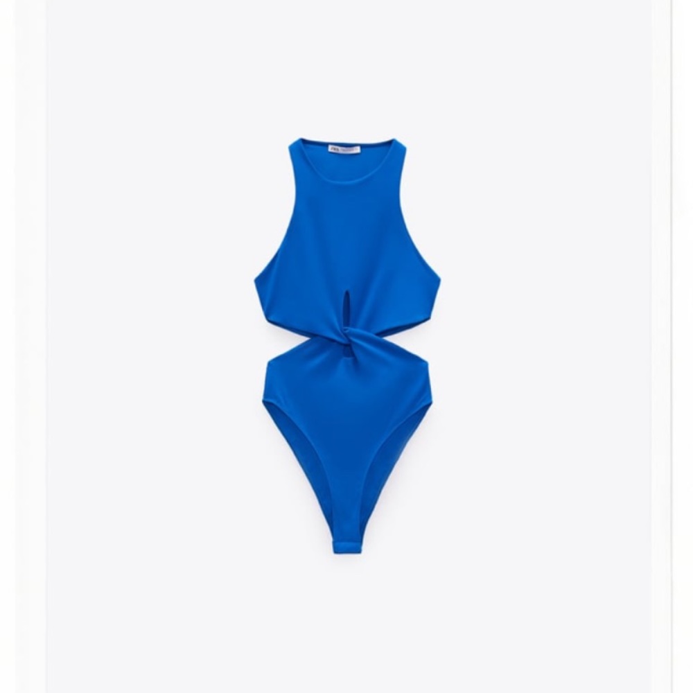 Zara Blue Cut Out Bodysuit
